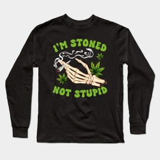 Cannabis Weed Smoking Stoner Babe Stop A Smoke The Flowers Long Sleeve T-Shirt
